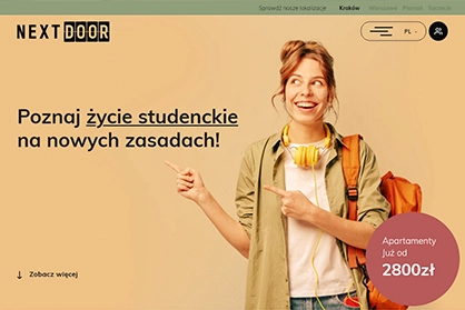 Wizualizacja strony głównej akademika NextDoor