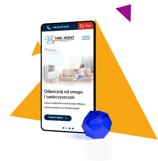 Mobilna wersja strony internetowej MK-WENT – responsywny projekt, czytelny interfejs i nowoczesny design dopasowany do urządzeń mobilnych.