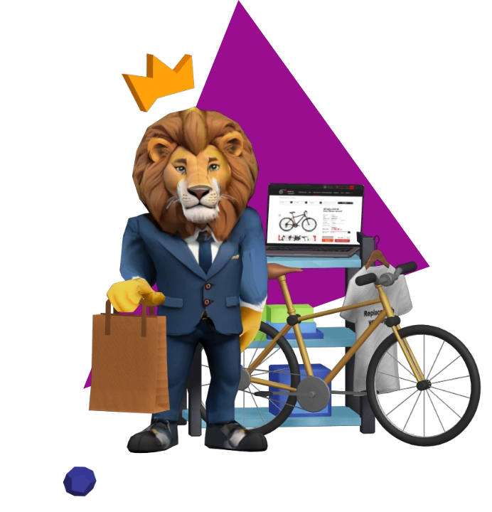 Grafika przedstawiająca lwa oraz sklep internetowy