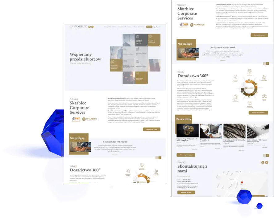 Wizualizacja projektu strony internetowej dla Biura Księgowego Skarbiec