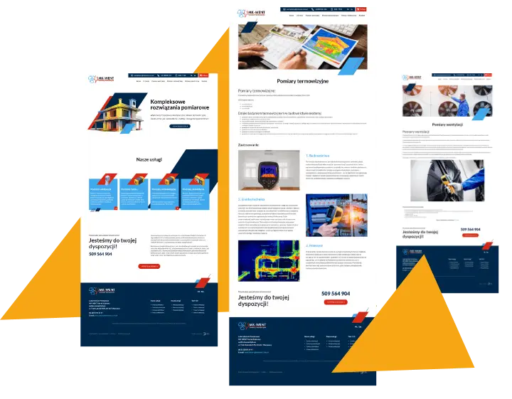 wizualizacja przedstawiająca trzy strony z ofertą firmy MK wet