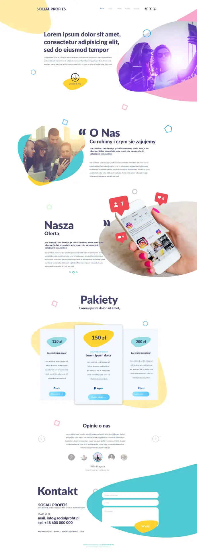 Projekt strony internetowej Social Profits