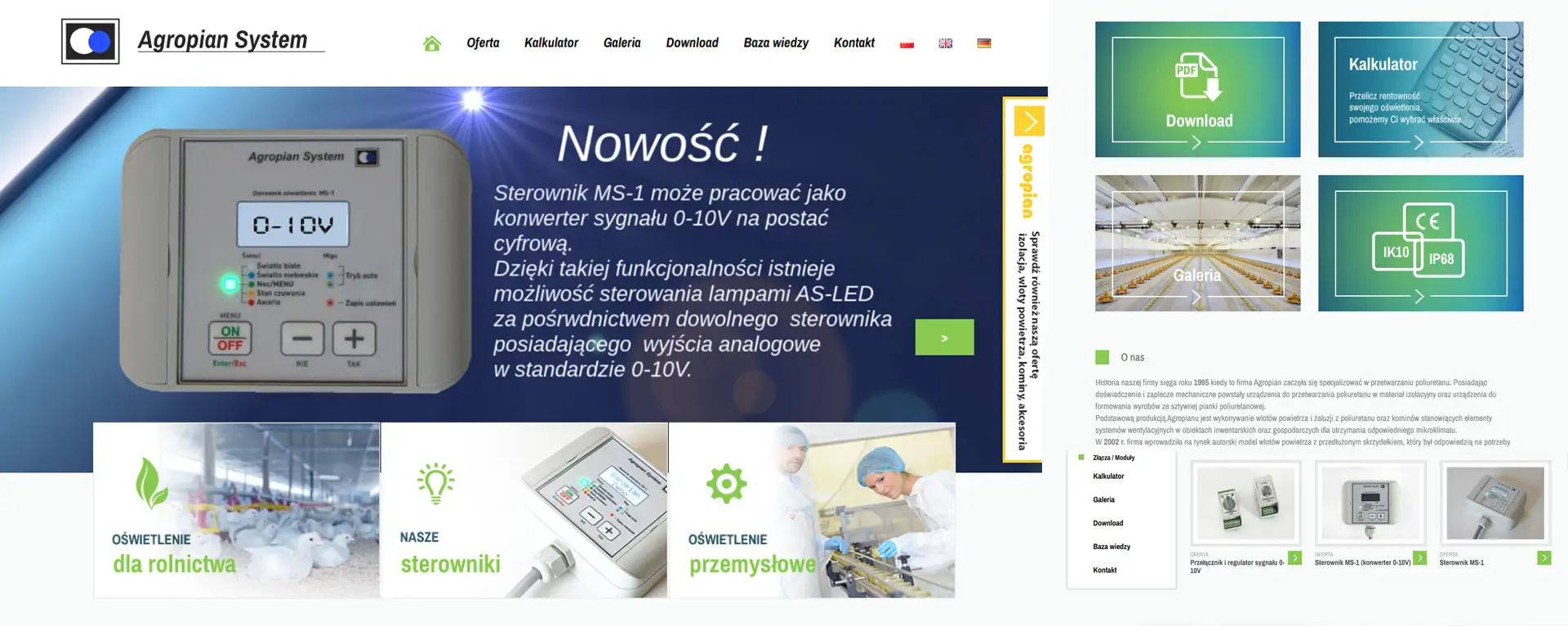 wizualizacja strony www zrealizowanej dla  Agropian System