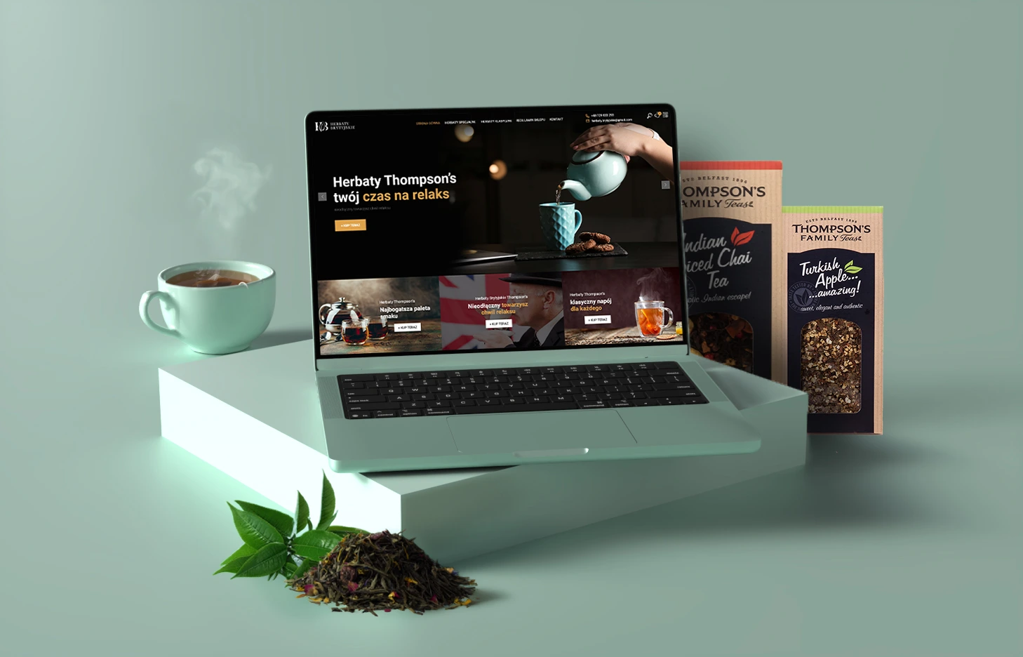 Moccup projektu sklepu internetowego herbaty brytyjsie