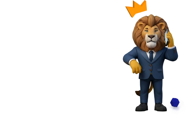 logo lion studio + Lew w garniturze z telefonem